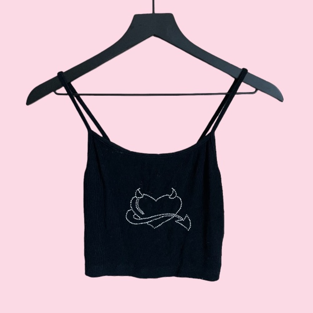 Cute Black Crop Tank Top